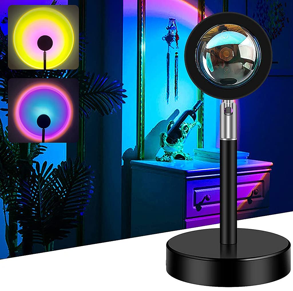 Verilux Sunset Projector Lamp 180 Degree Rotation Sunset Projection lamp, LED Rainbow Projection Light Romantic Visual Led Projector Night Light with USB Modern Floor Stand Living Room Bedroom Verilux Sunset Projector Lamp 180 Degree Rotation Sunset Projection lamp, LED Rainbow Projection Light Romantic Visual Led Projector Night Light with USB Modern Floor Stand Living Room Bedroom